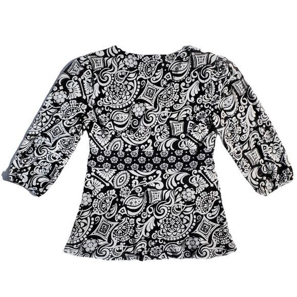 Paisley v-neck mesh layered blouse by Apt.9 / Women's Petite Small PS - Picture 2 of 8